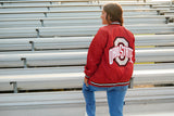 Ohio State OSU Buckeyes Satin Letterman Bomber Jacket