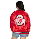 Ohio State OSU Buckeyes Satin Letterman Bomber Jacket