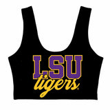 LSU Black Crop Tank Top