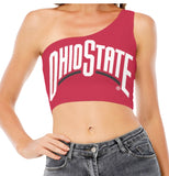 Ohio State OSU Buckeyes Red Shoulder Top