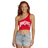 Ohio State OSU Buckeyes Red Shoulder Top