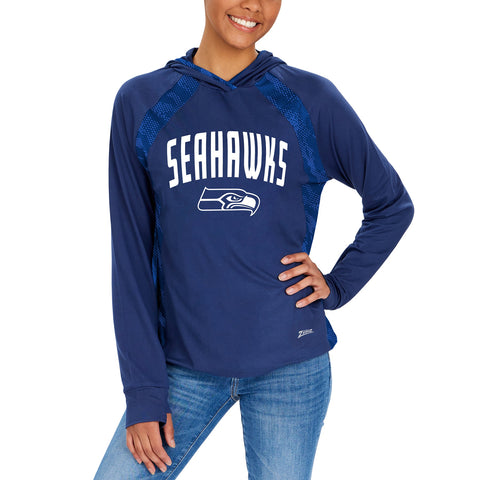 ZUBAZ NFL WOMEN'S SEATTLE SEAHAWKS ELEVATED HOODIE W/ TONAL VIPER PRINT-MEDIUM