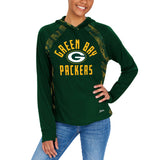 ZUBAZ NFL WOMEN'S GREEN BAY PACKERS ELEVATED HOODIE W/ TEAM COLOR VIPER PRINT-Medium