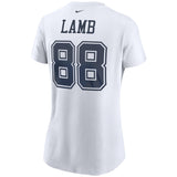 Women's Dallas Cowboys CeeDee Lamb Nike White Player Name & Number T-Shirt