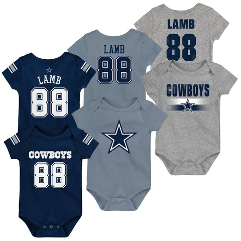 Dallas Cowboys CeeDee Lamb 3 Piece Creeper Set