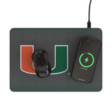 University of Miami Hurricanes Linen 15-Watt Wireless Charger and Mouse Pad
