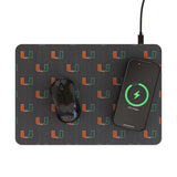 University of Miami Hurricanes Fashion Pattern 15-Watt Wireless Charger and Mouse Pad