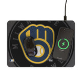 Milwaukee Brewers Monocolor Tilt 15-Watt Wireless Charger and Mouse Pad