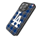 LA Dodgers Plaid Bling Phone Case for Apple iPhone