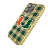 University of Miami Hurricanes Plaid Bling Phone Case