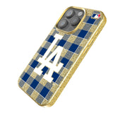 LA Dodgers Plaid Bling Phone Case for Apple iPhone