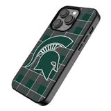 Michigan State University Spartans Plaid MagSafe Compatible Phone Case for Apple iPhone