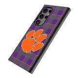 Clemson University Tigers Plaid MagSafe Compatible Phone Case for Samsung Galaxy