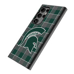 Michigan State University Spartans Plaid MagSafe Compatible Phone Case for Samsung Galaxy