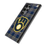 Milwaukee Brewers Plaid MagSafe Compatible Phone Case for Samsung Galaxy