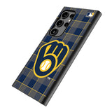 Milwaukee Brewers Plaid MagSafe Compatible Phone Case for Samsung Galaxy