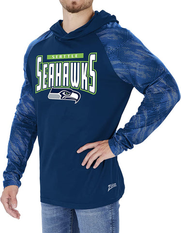ZUBAZ SEATTLE SEAHAWKS NFL MEN'S TEAM COLOR HOODIE WITH TONAL VIPER SLEEVES-LARGE