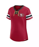Women's San Francisco 49ers Fanatics Bling Athena Jersey Style Lace-up T-Shirt