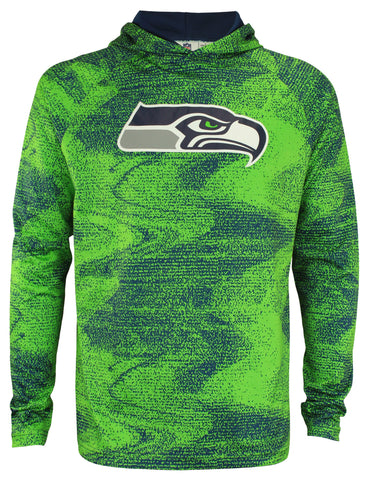 ZUBAZ NFL SEATTLE SEAHAWKS MEN'S STATIC BODY LIGHTWEIGHT FRENCH TERRY HOODIE-Medium