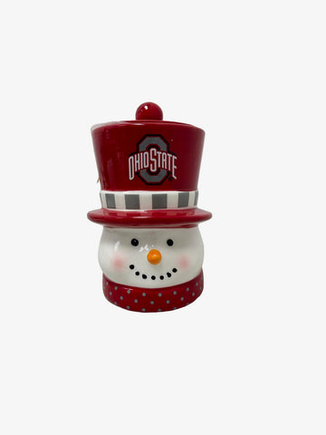 Ohio State Buckeyes Ceramic Snowman Candle
