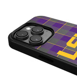 Louisiana State University Tigers Plaid MagSafe Compatible Phone Case for Apple iPhone