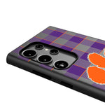 Clemson University Tigers Plaid MagSafe Compatible Phone Case for Samsung Galaxy