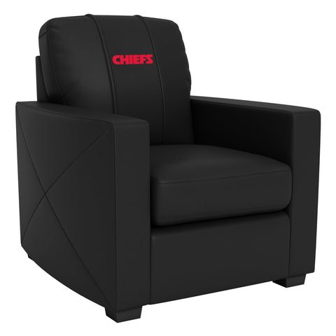 Silver Club Chair with  Kansas City Chiefs Secondary Logo