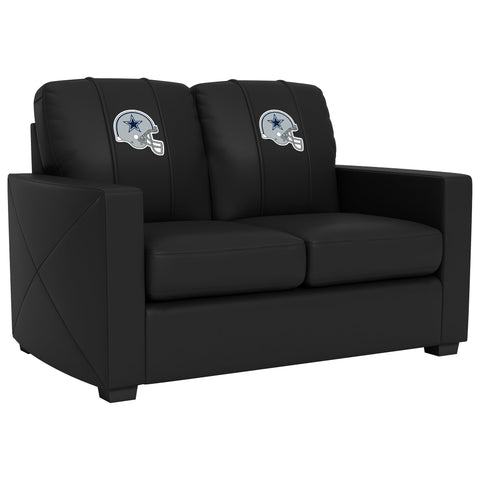 Silver Loveseat with  Dallas Cowboys Helmet Logo