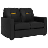 Silver Loveseat with  Pittsburgh Steelers Secondary Logo