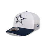 Men's New Era White/Navy Dallas Cowboys 2024 NFL Training Camp 9SEVENTY Trucker Hat