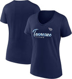 Tennessee Titans Fanatics Women's Shine Time V-Neck T-Shirt - Navy