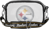 FOCO NFL Pittsburgh Steelers Team Logo Stripe Clear Crossbody Bag