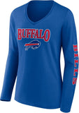 Fanatics Women's Royal Buffalo Bills Wordmark Long Sleeve V-Neck T-Shirt