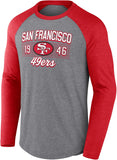 Fanatics Men's Heather Gray/Heather Scarlet San Francisco 49ers Weekend Casual Raglan Tri-Blend Long Sleeve T-Shirt