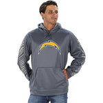 ZUBAZ NFL MEN'S LOS ANGELES CHARGERS PERFORMANCE FLEECE HOODIE, HEATHER GREY-XXL