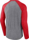 Fanatics Men's Heather Gray/Heather Scarlet San Francisco 49ers Weekend Casual Raglan Tri-Blend Long Sleeve T-Shirt