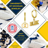Michigan Wolverine Earrings Go Blue 18K Gold Finish