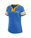 Women's Los Angeles Chargers Fanatics Navy Bling Athena Jersey Style Lace-up T-Shirt