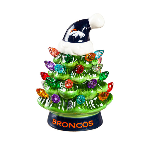 Denver Broncos 4" Light Up Ceramic LED Christmas Tree