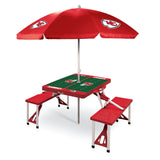 Kansas City Chiefs - Picnic Table Portable Folding Table with Seats and Umbrella