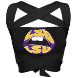 LSU Lips Black Multi Way Bandeau Top