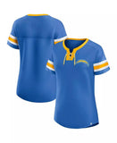 Women's Los Angeles Chargers Fanatics Navy Bling Athena Jersey Style Lace-up T-Shirt