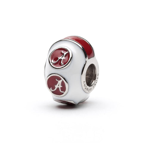 Alabama Bead Charm - White Logo Stripe