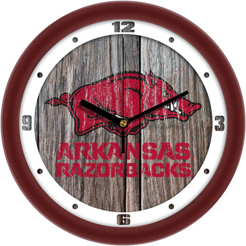 Arkansas Razorbacks - Weathered Wood Wall Clock