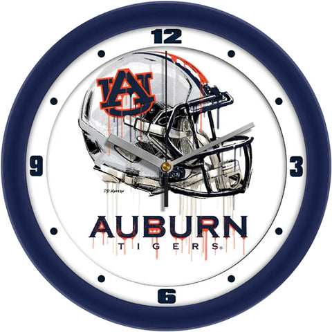 Auburn Tigers Drip Helmet Decorative Wall Clock, Silent Non-Ticking, 11.5"