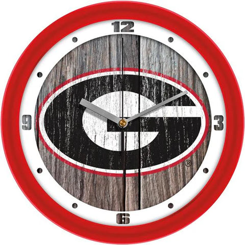 Georgia Bulldogs - Weathered Wood Wall Clock
