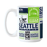 Seattle Seahawks Super Bowl 60 Champions 15oz Roster Sublimated Mug