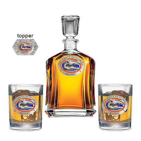 University of Florida Capitol Decanter with 2 Glasses