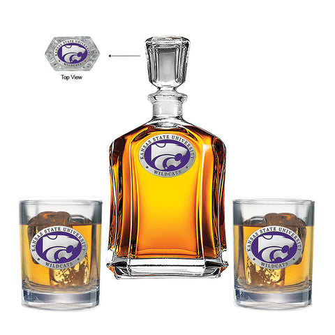 Kansas State University Decanter with 2 Glasses