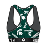 Women's Sports Bra - Michigan State Spartans - Logo All-Over